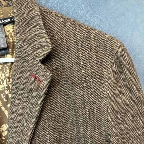DKNY Wool Blend Blazer Mens XL Chevron Herringbone Grandpacore Professor Career - Picture 8 of 12